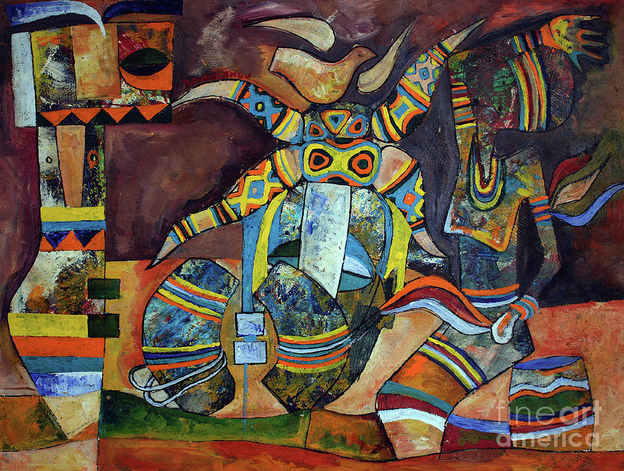 Riksha Man Painting by Speelman Mahlangu