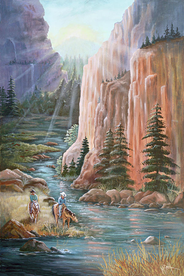 Horse Painting - Rim Canyon Ride by Marilyn Smith