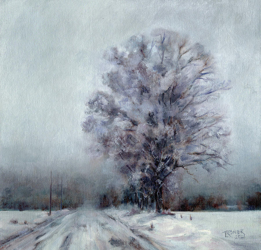 Rime Ice Tree Painting by Lynette Redner | Fine Art America