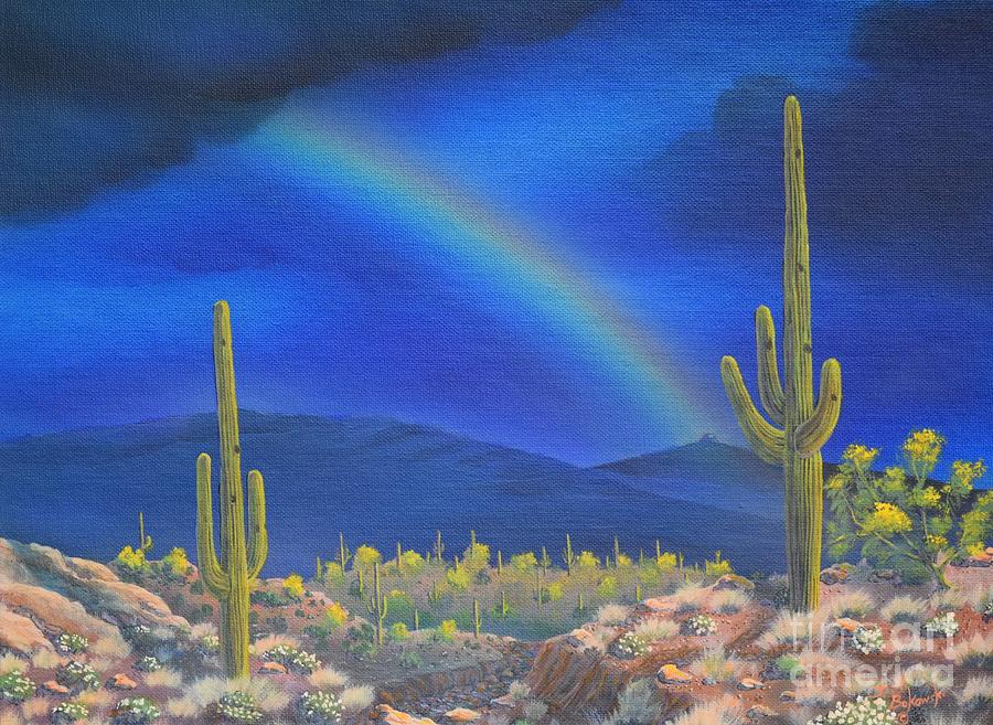 Rincon Peak Rainbow Painting by Jerry Bokowski