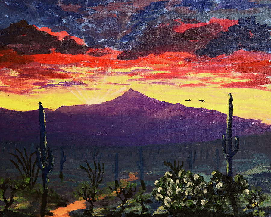 Rincon Peak Sunrise, Tucson, Arizona Painting by Chance Kafka