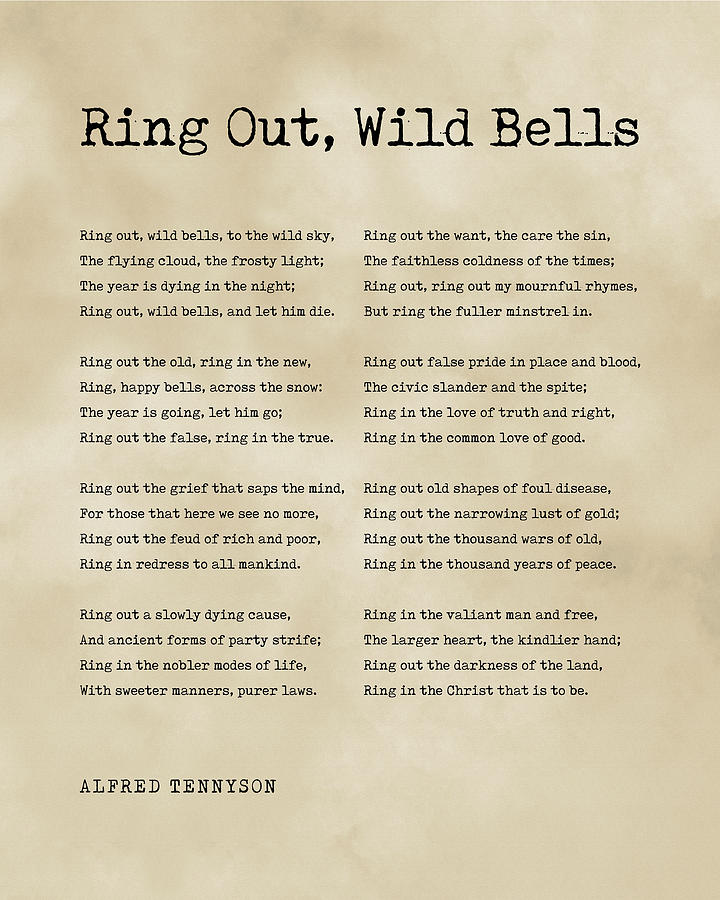 Ring Out, Wild Bells - Alfred, Lord Tennyson Poem - Literature - Typewriter  Print 1 Canvas Print / Canvas Art by Studio Grafiikka - Studio Grafiikka -  Artist Website