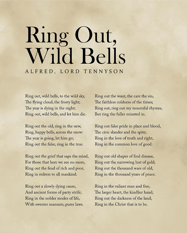 Typography Digital Art - Ring Out, Wild Bells - Alfred, Lord Tennyson Poem - Literature - Typography Print 3 - Vintage by Studio Grafiikka