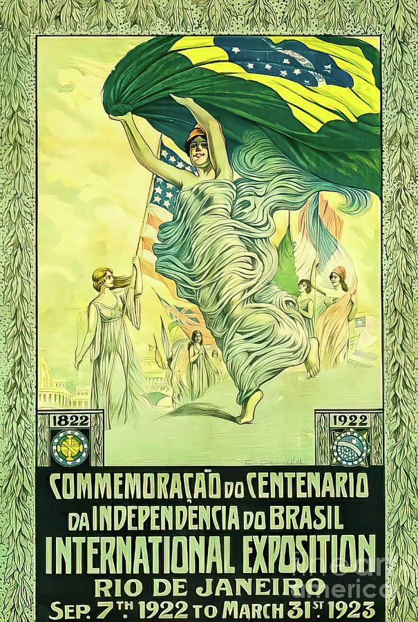 Rio de Janeiro 1923 International Exposition Poster Drawing by M G Whittingham