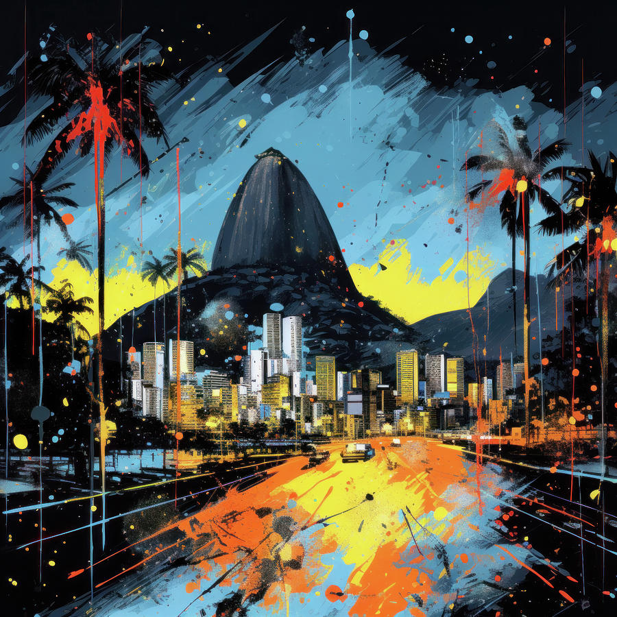 Rio de Janeiro at night Digital Art by Imagine ART