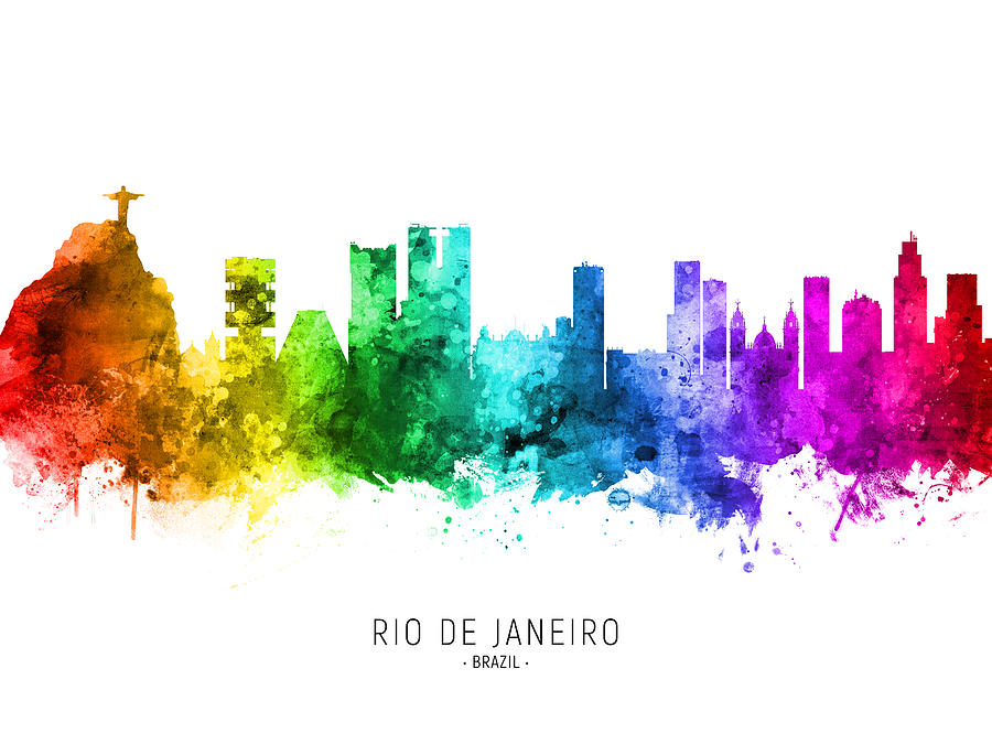 Rio de Janeiro Brazil Skyline #65 Digital Art by Michael Tompsett