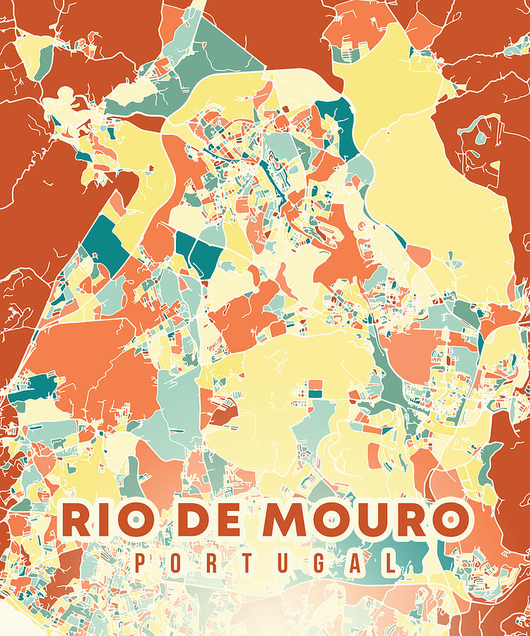 Rio De Mouro Portugal Map Digital Art By Alexandru Chirila - Pixels