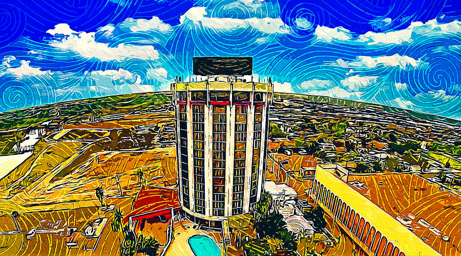 Rio Grande Plaza hotel in Laredo, Texas - impressionist painting Digital Art by Nicko Prints