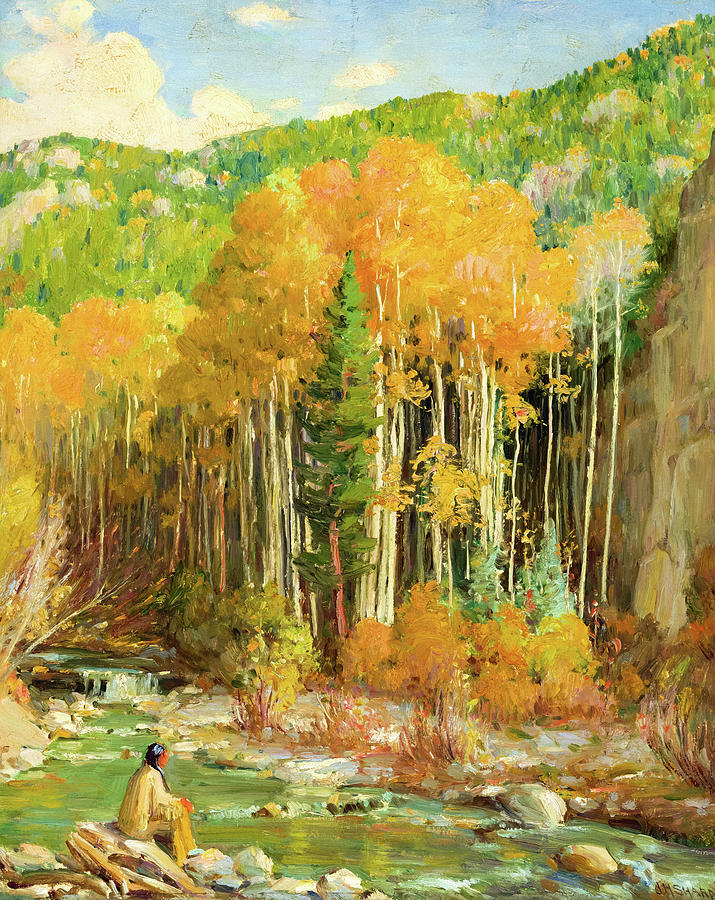 Rio Hondo Canyon Taos County New Mexico 1920 Painting By Joseph 