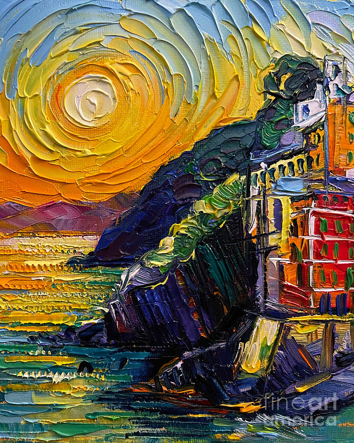 RIOMAGGIORE ITALY detail Painting by Mona Edulesco