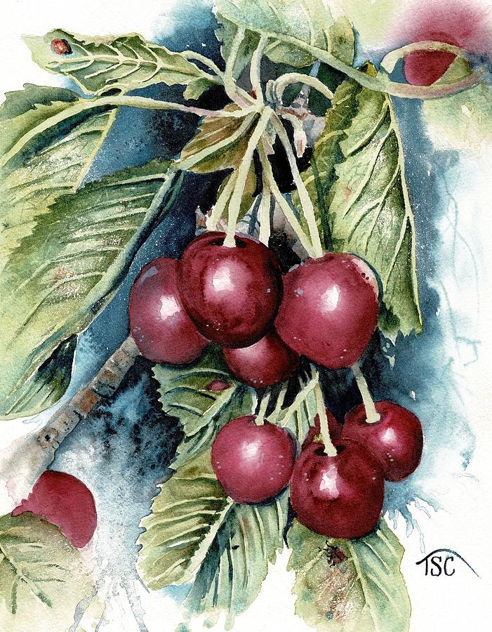 Ripe Cherries Painting by Tammy Crawford