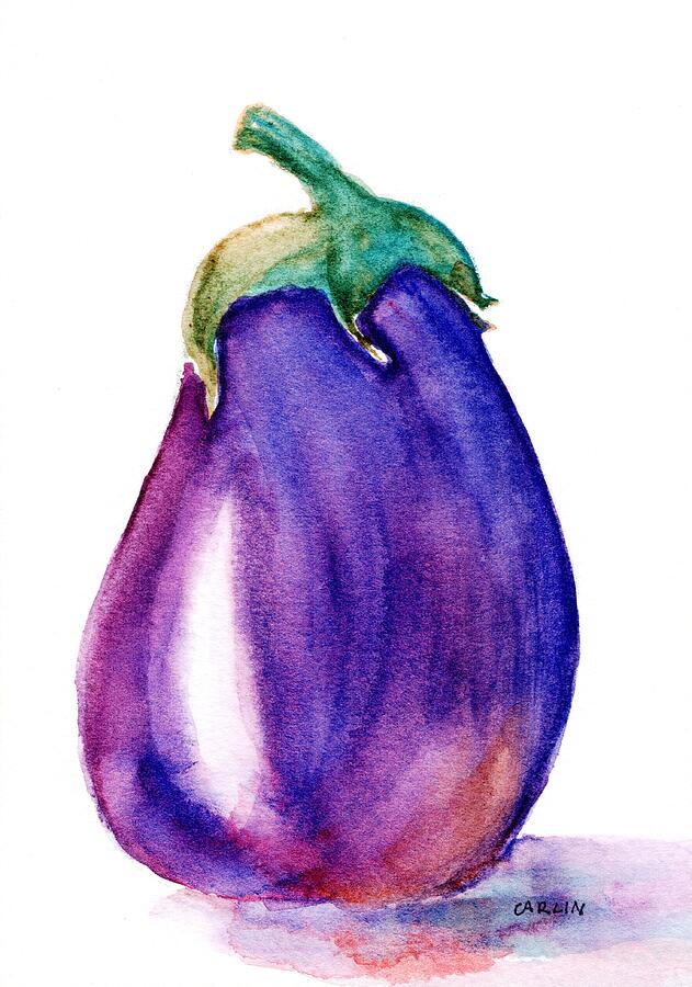 Ripe Eggplant Painting by Carlin Blahnik CarlinArtWatercolor