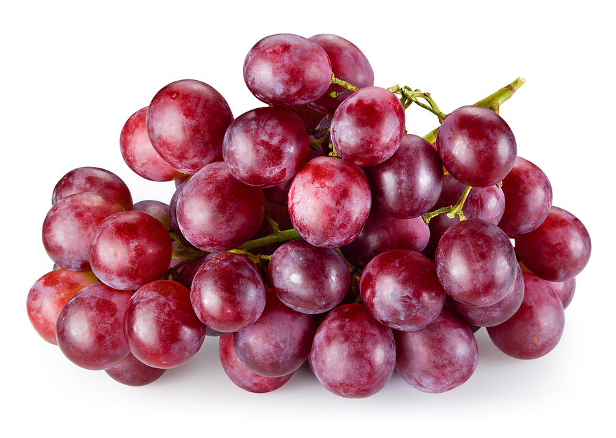 Ripe red grape isolated on white background. With clipping path Photograph by Tim UR