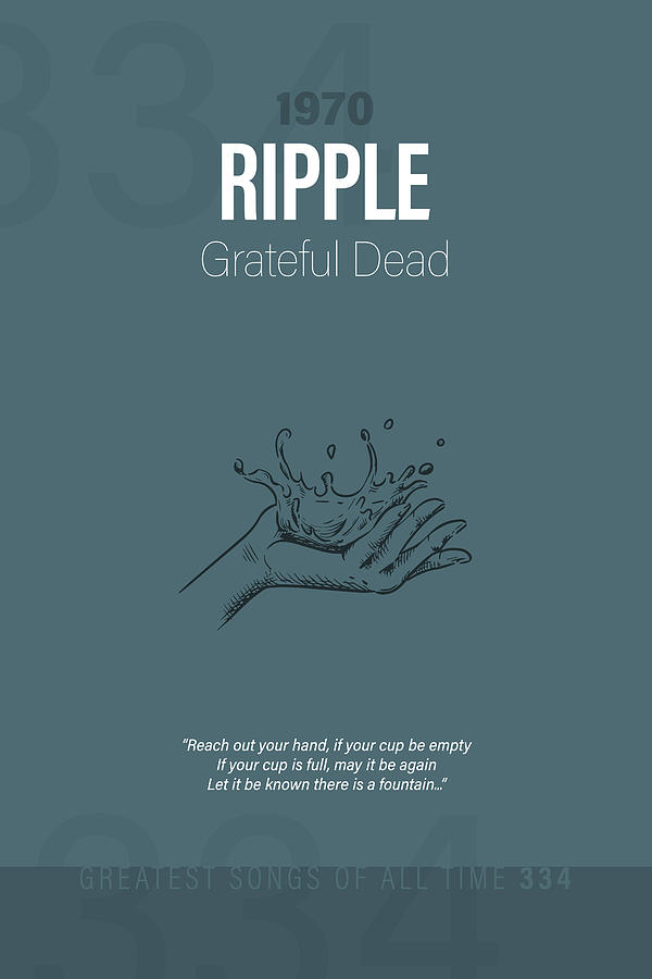 Grateful Dead Mixed Media - Ripple Grateful Dead Minimalist Song Lyrics Greatest Hits of All Time 334 by Design Turnpike