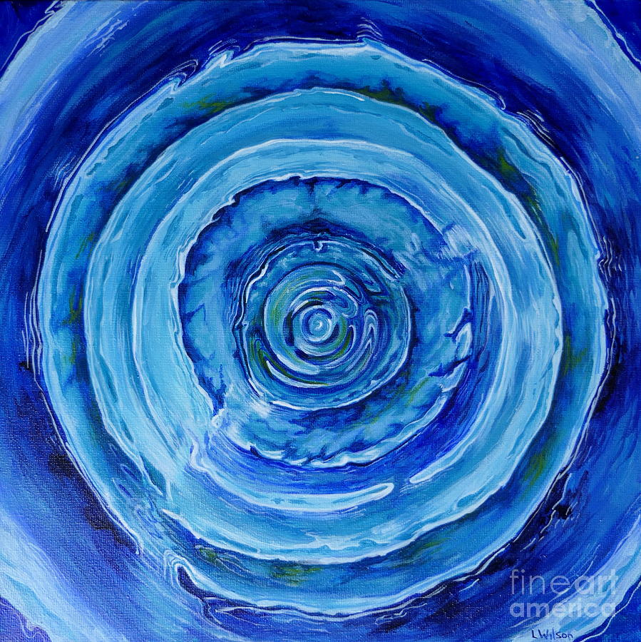 Ripples, Blue Abstract painting of water ripples painting of water ...