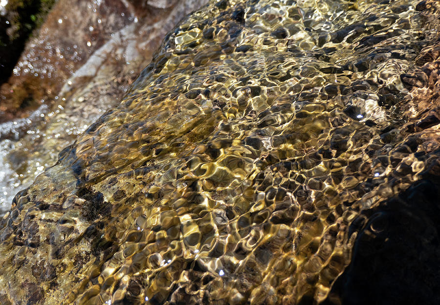 Abstract Photograph - Ripples In The Sun In A Mountain Stream by Phil And Karen Rispin