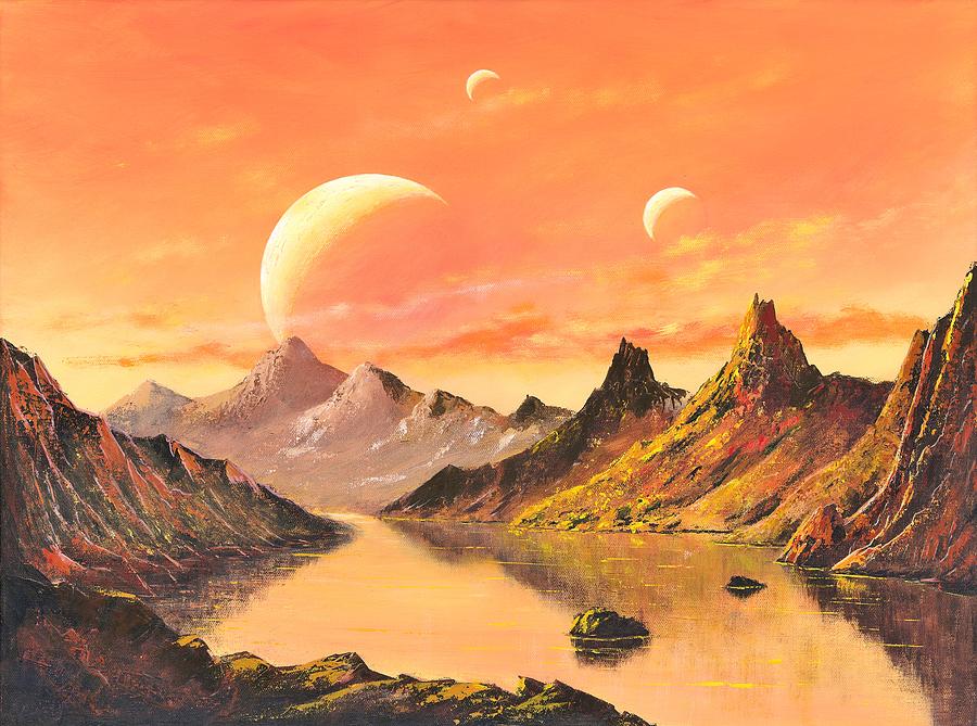 Planet Painting - Rise of the Moons by Suresh Chakravarthy
