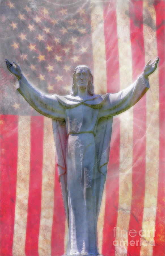 Risen Christ American Flag Digital Art