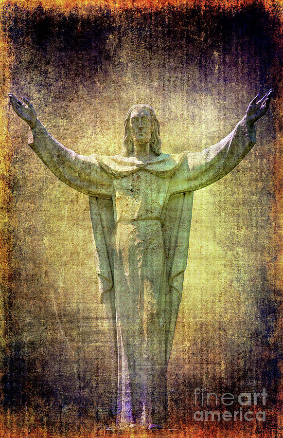 Risen Christ Cemetery Stone Statue Alt Ver Digital Art by Randy Steele