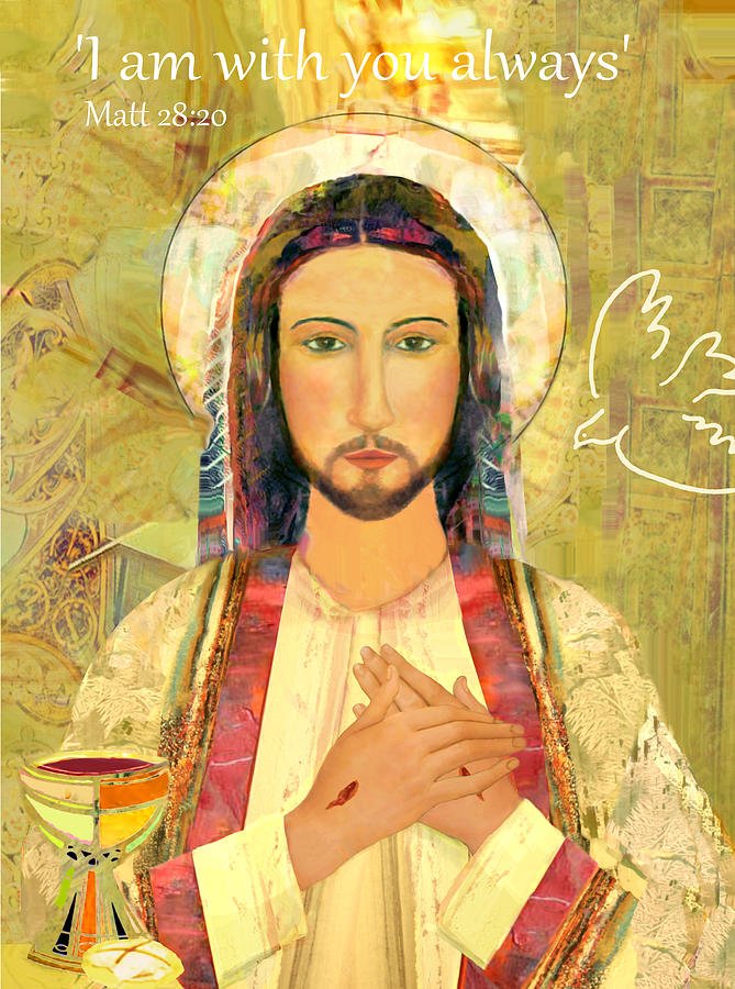Easter Painting - Risen Christ -I am with you always by Michael Torevell
