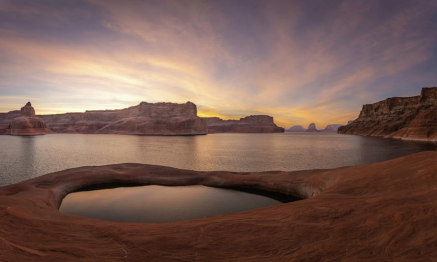 Rising Sun Over Lake Powell Photograph by Laura Hedien