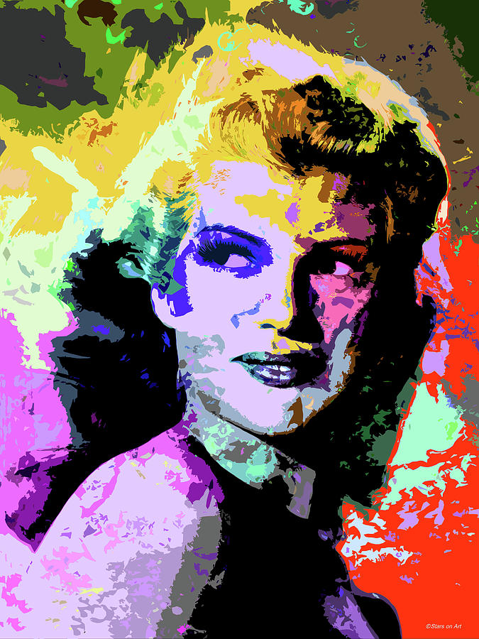 Rita Hayworth psychedelic portrait Digital Art by Stars on Art