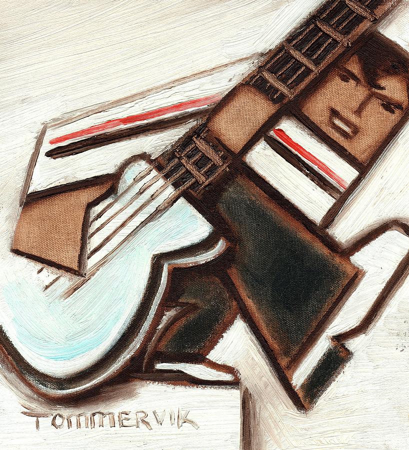  Ritchie Valens Playing Guitar Rock and Roll Art Print Painting by Tommervik