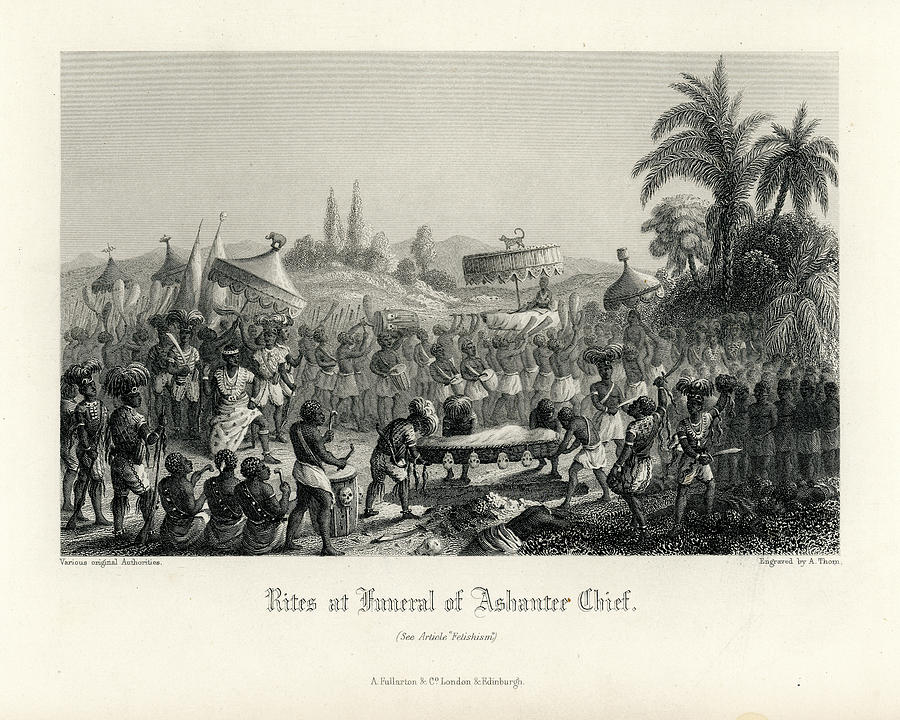 Rites at Funeral of Ashanter Chief Drawing by Duncan1890