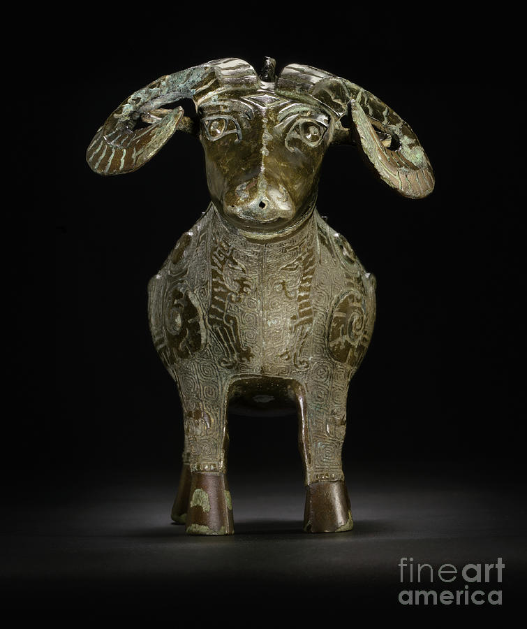 Ritual ram, form wine vessel, Gong bronze Photograph by Chinese School Shang Dynasty