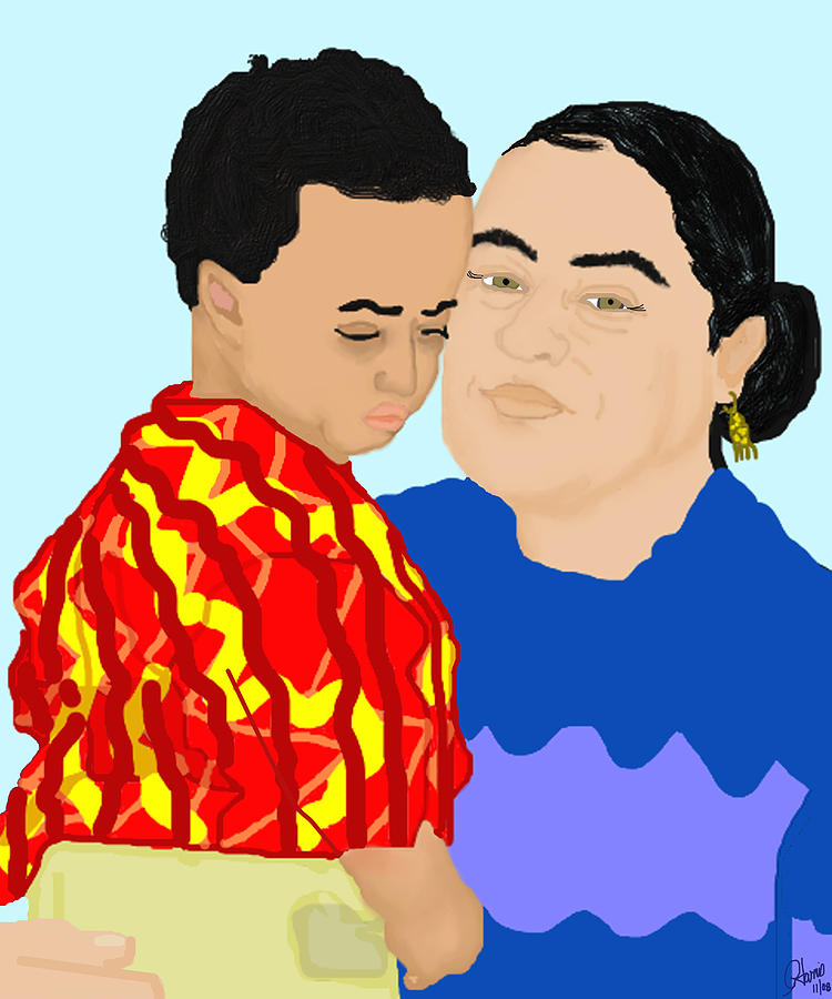 Portrait Painting - Riva and Son by Pharris Art