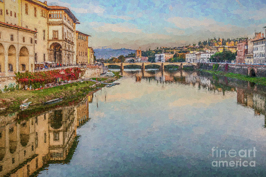 River Arno Florence Digital Art by Liz Leyden