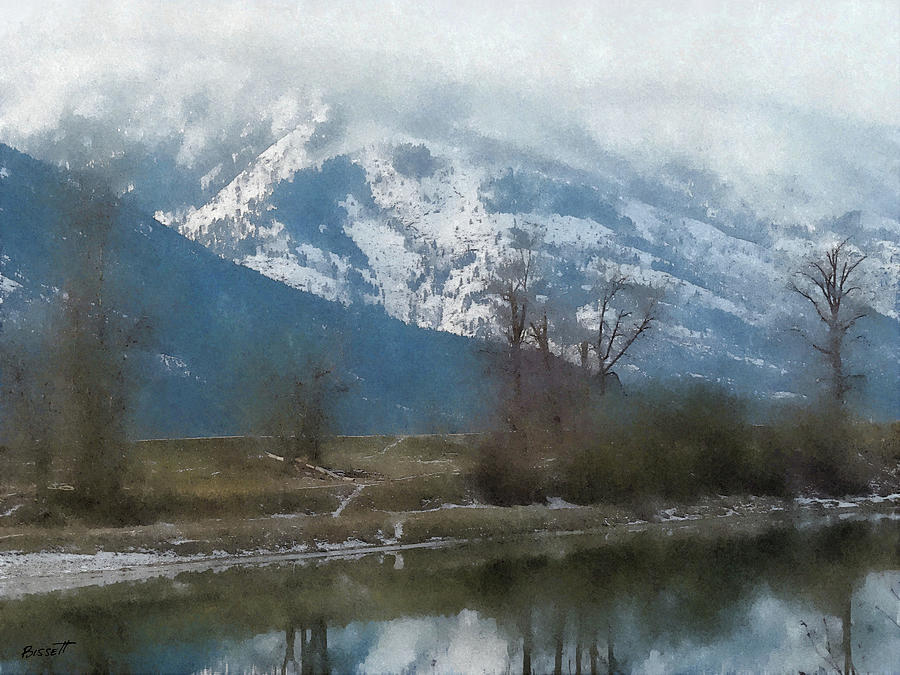River Bank in Winter Digital Art by Robert Bissett