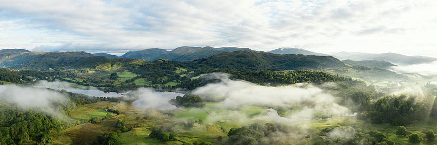 River Brathay Skelwith Bridge aerial Cloud Inversion Lake District Photograph by Sonny Ryse