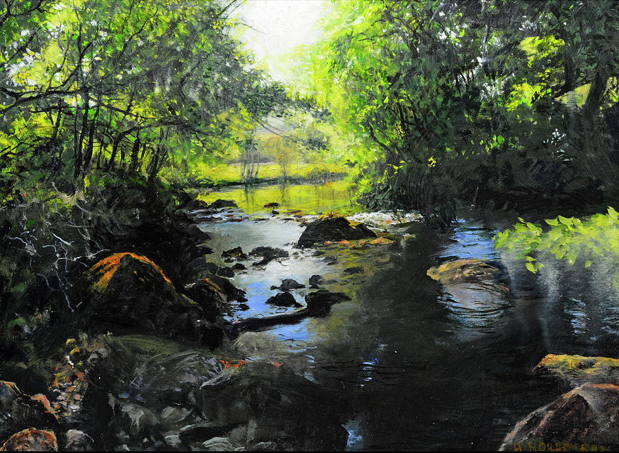 River by the Farm Painting by Harry Robertson