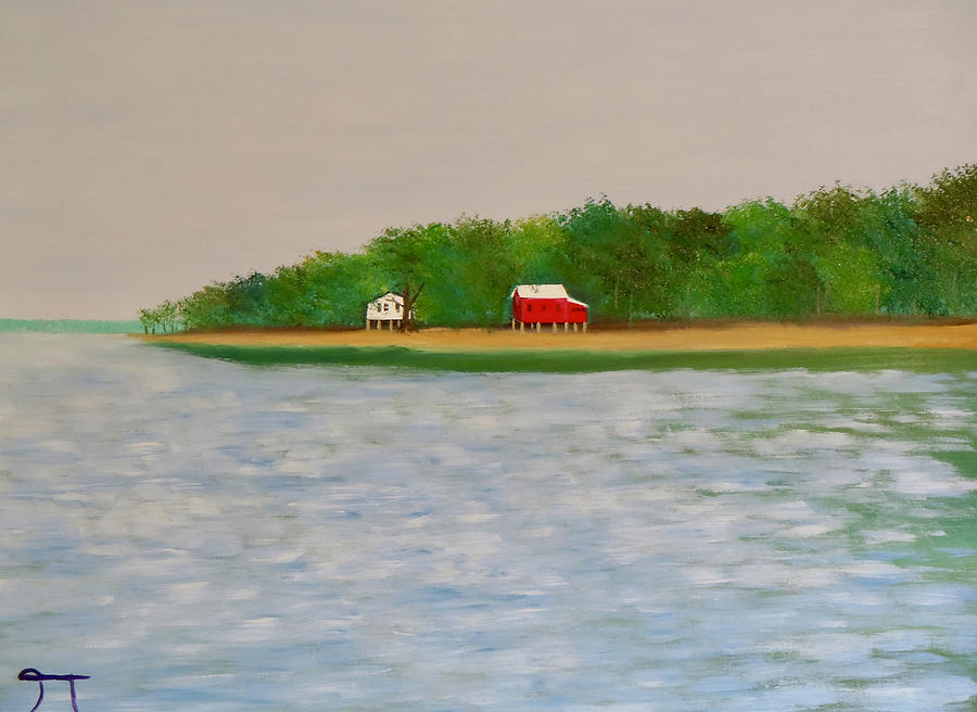 River Cabins North of Burlington Painting by Troy Thomas