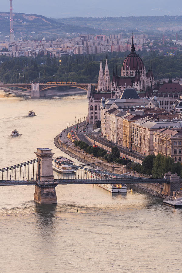 River Danube, Chain Bridge, Hungarian Parliament Photograph by Maremagnum
