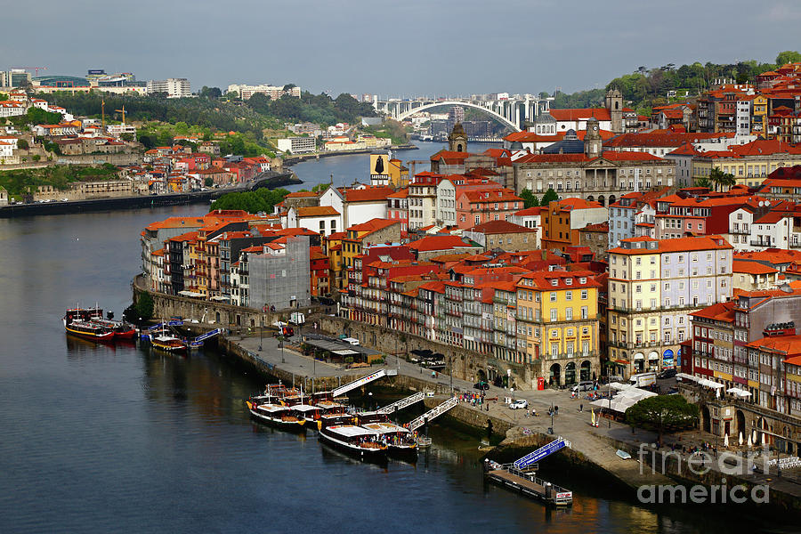 River Douro waterfront in Ribeira Old Town Oporto Portugal Photograph by James Brunker