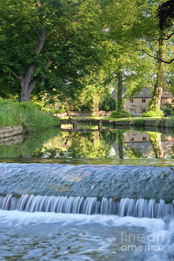 Spring Photograph - River Eye Weir and Reflections Lower Slaughter by Tim Gainey