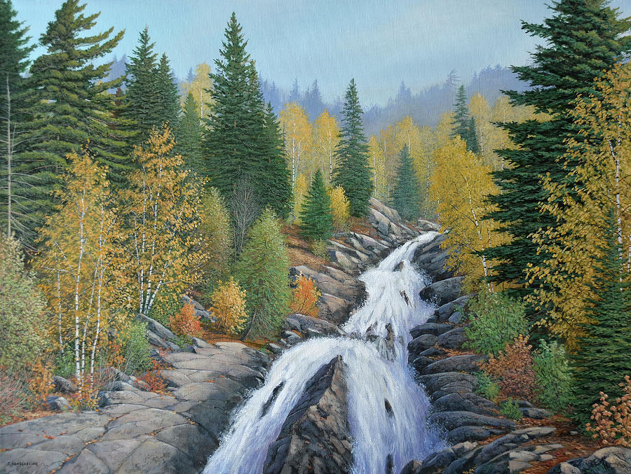 Nature Painting - River Fall by Jake Vandenbrink