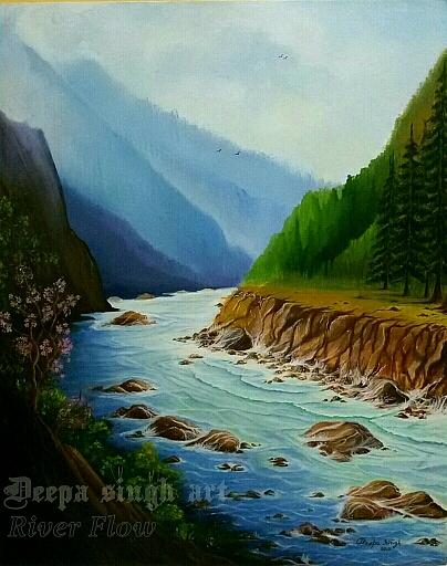 River Flow Painting by Deepa Singh - Pixels