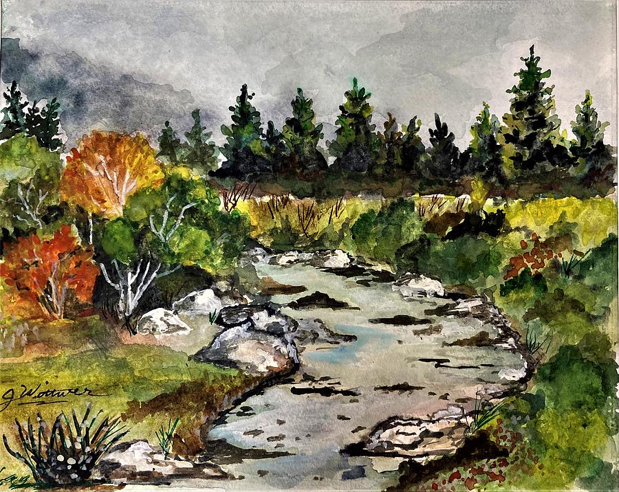 River Hike Painting by Julie Wittwer