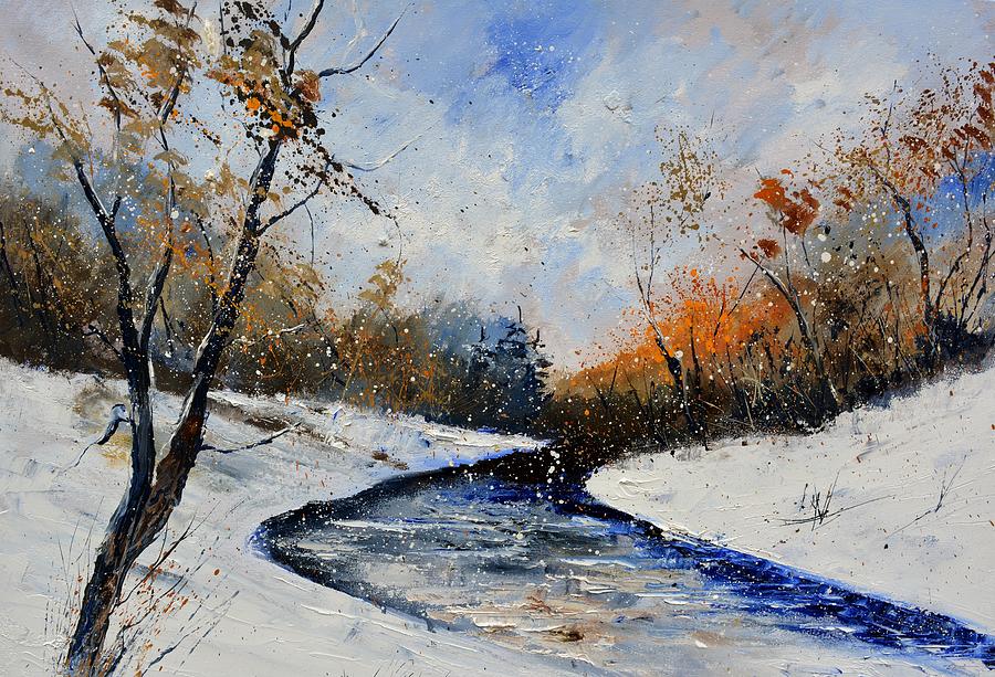 River in winter Painting by Pol Ledent