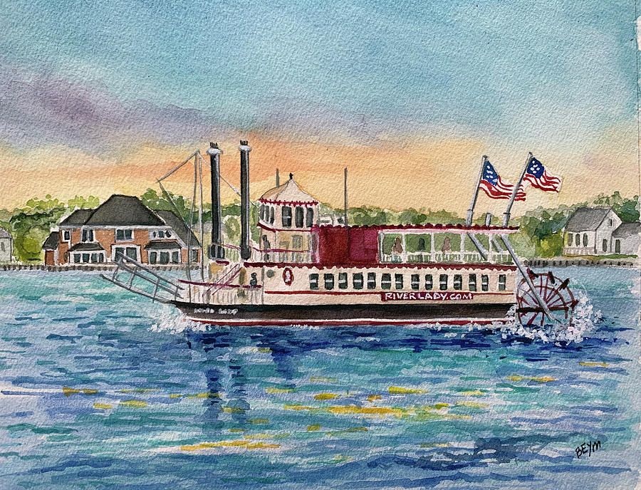 River Lady on the Toms River Painting by Clara Sue Beym