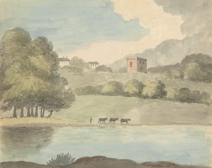 River Landscape Drawing by Charles Hamilton Smith