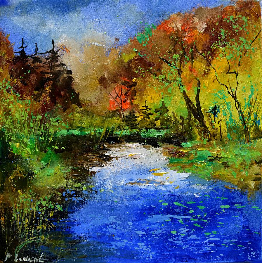 River Lesse in Autumn Painting by Pol Ledent