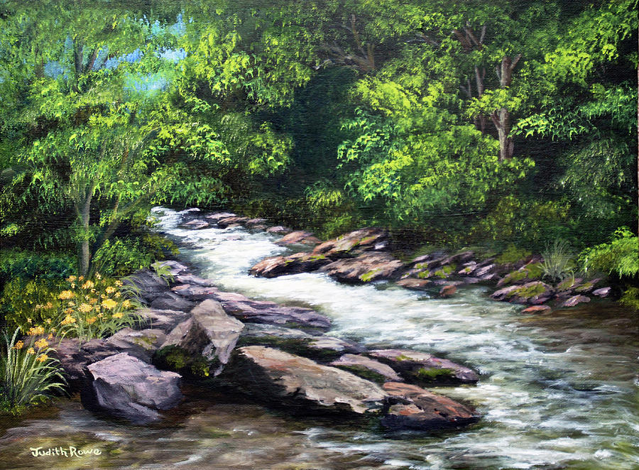 River Lyn Watersmeet Painting by Judith Rowe