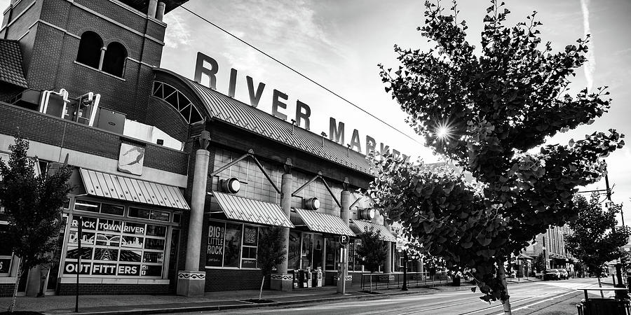 River Market Monochrome Skyline Panorama - Little Rock Arkansas Photograph by Gregory Ballos