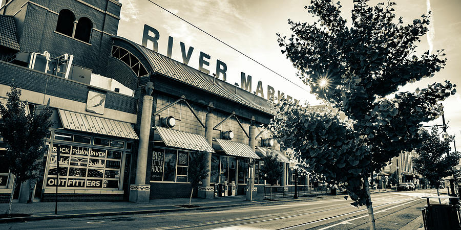 River Market Sepia Skyline Panorama - Little Rock Arkansas Photograph by Gregory Ballos