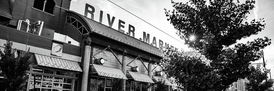River Market Sunrise Panorama In Black And White - Little Rock Arkansas Photograph by Gregory Ballos
