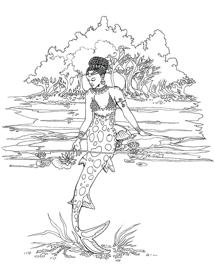 River Mermaid Drawing by Katherine Nutt